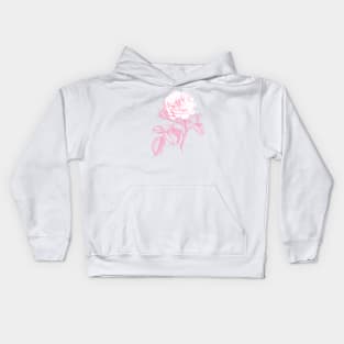 Pink Rose Monochrome Illustration Kids Hoodie